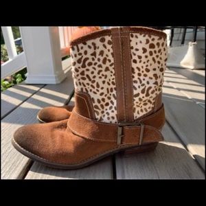 Kelsi dagger cow print ankle height cowboy boots